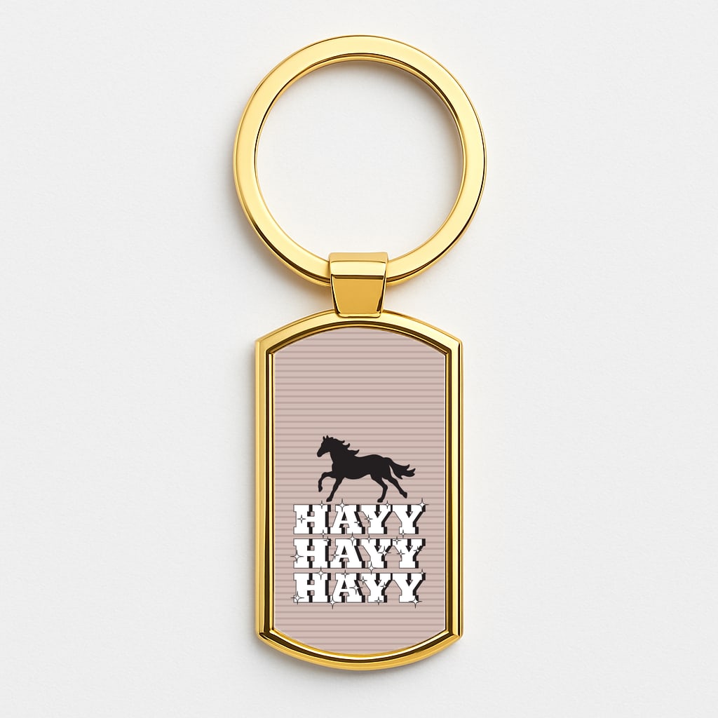Hayy Hayy Hayy - Horses Gold Keyring