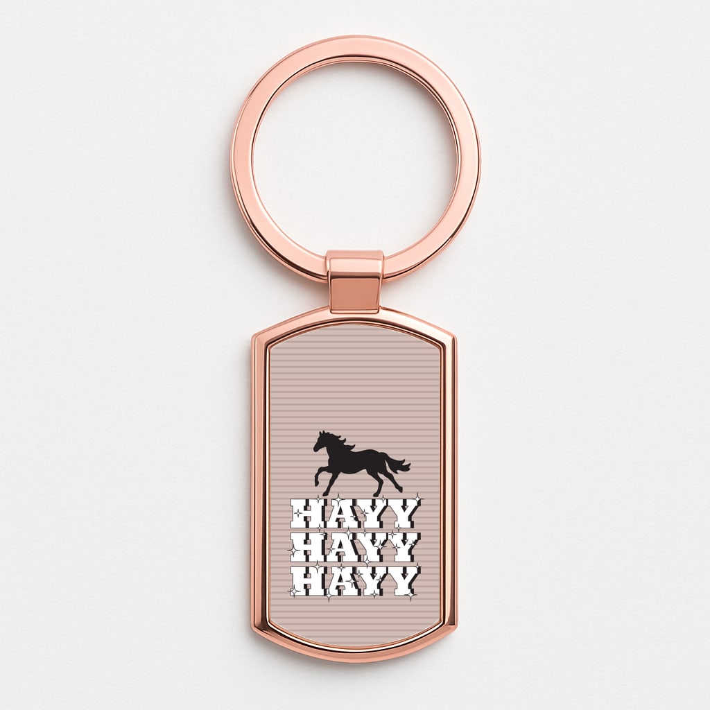 Hayy Hayy Hayy - Horses Rose Gold Keyring