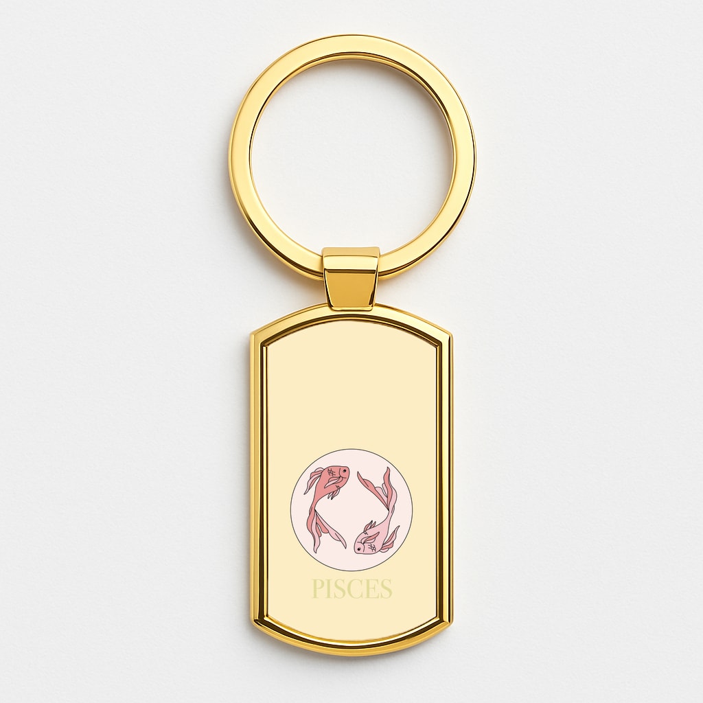 Pisces - Tarot Cards Gold Keyring