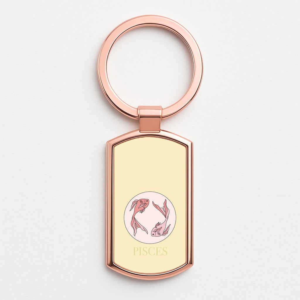 Pisces - Tarot Cards Rose Gold Keyring