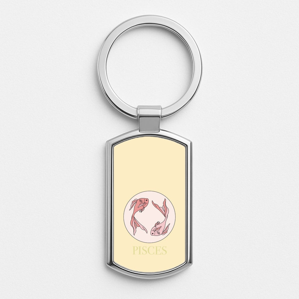 Pisces - Tarot Cards Silver Keyring