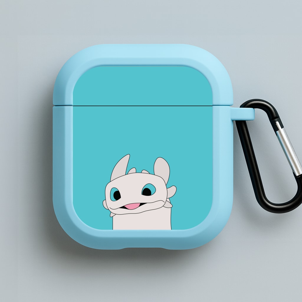 White Fury Dragon Blue AirPods Case