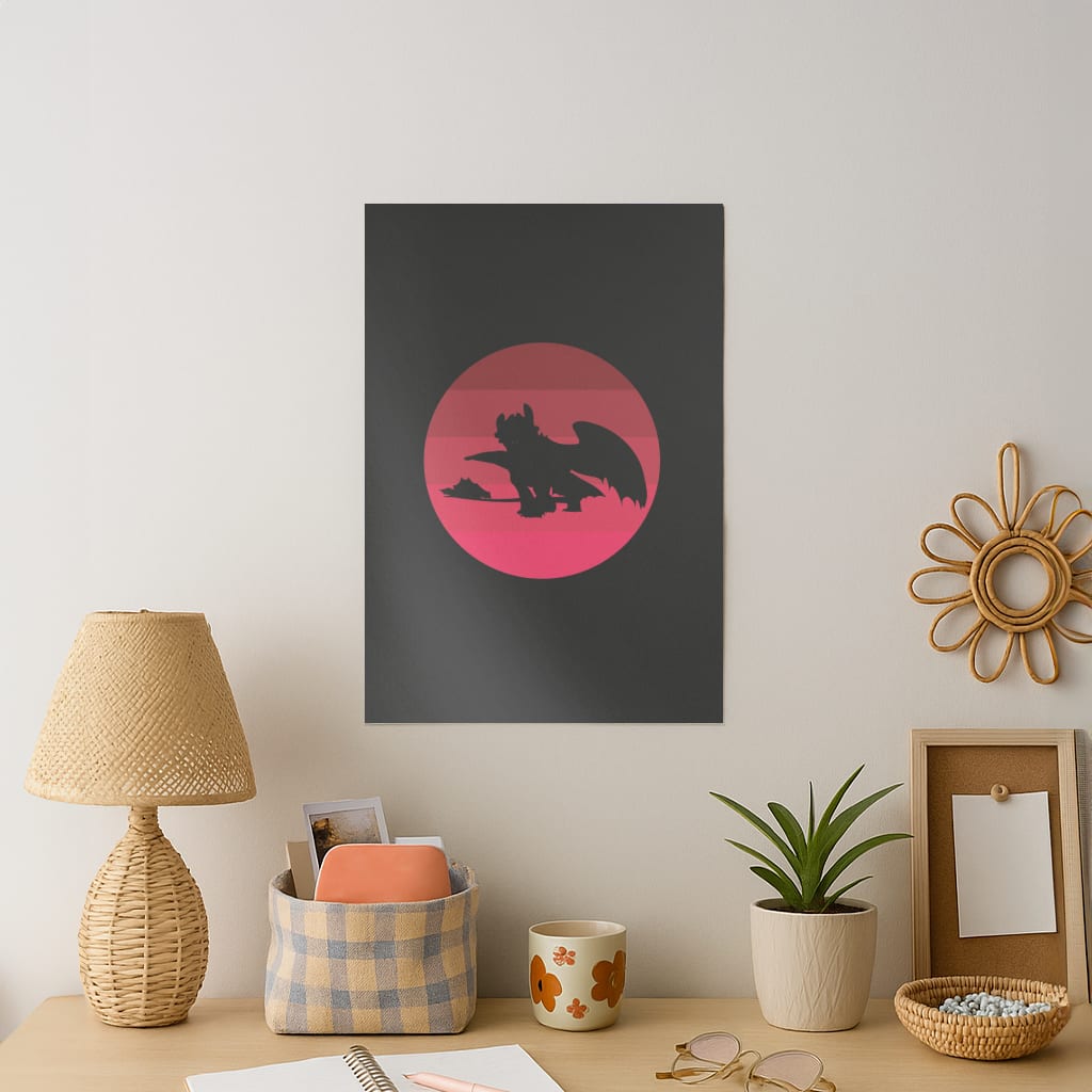 Red Sunset Dragon Art Print
