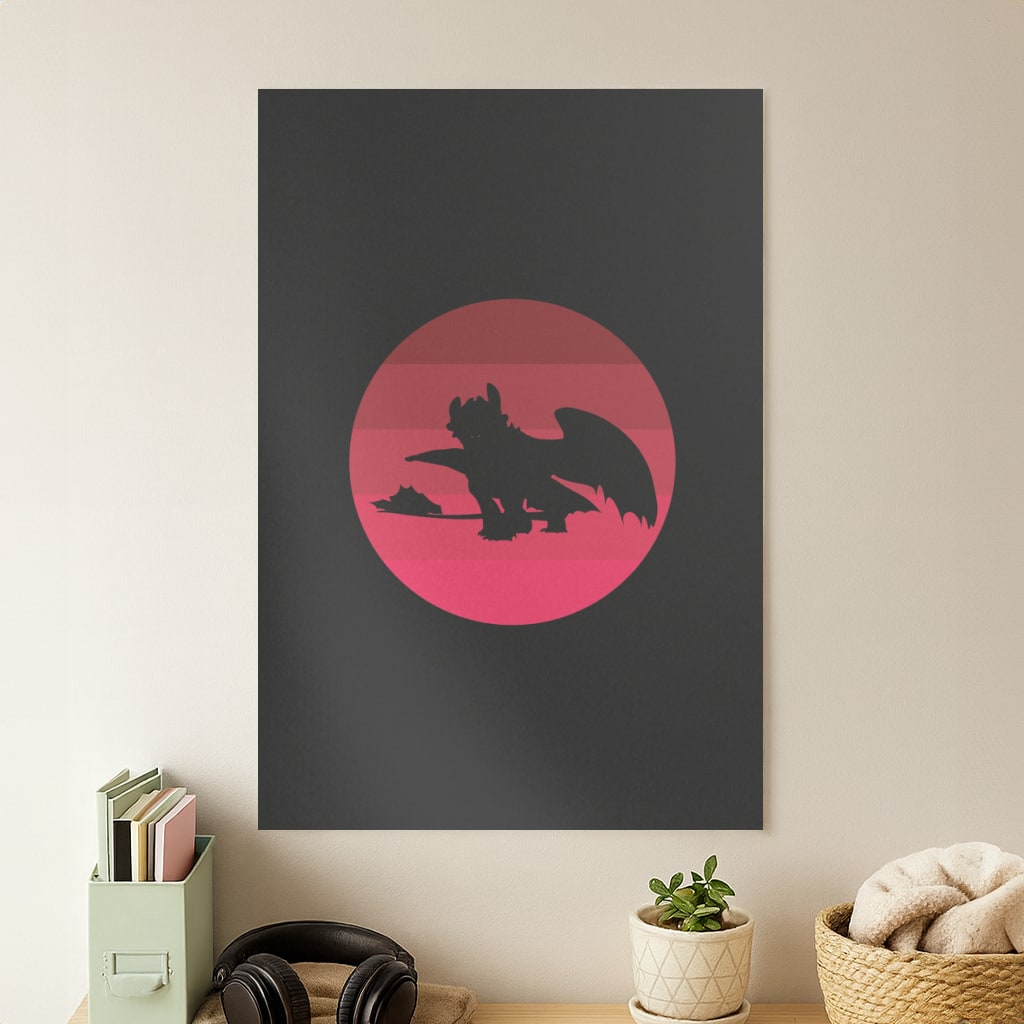 Red Sunset Dragon Poster