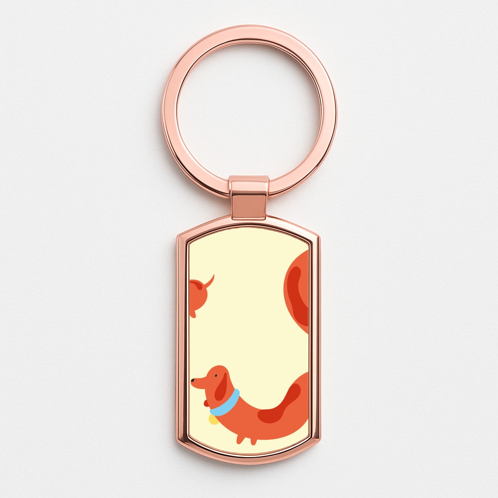 Sausage dog wrapped round - Dachshunds Rose Gold Keyring