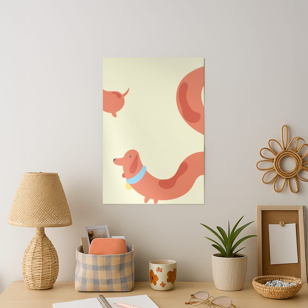 Sausage dog wrapped round - Dachshunds Art Print
