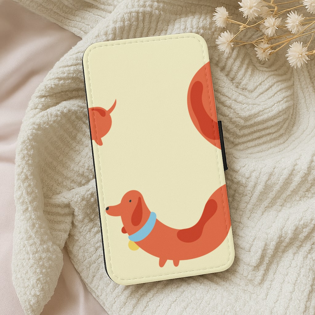 Sausage dog wrapped round - Dachshunds Wallet Phone Case