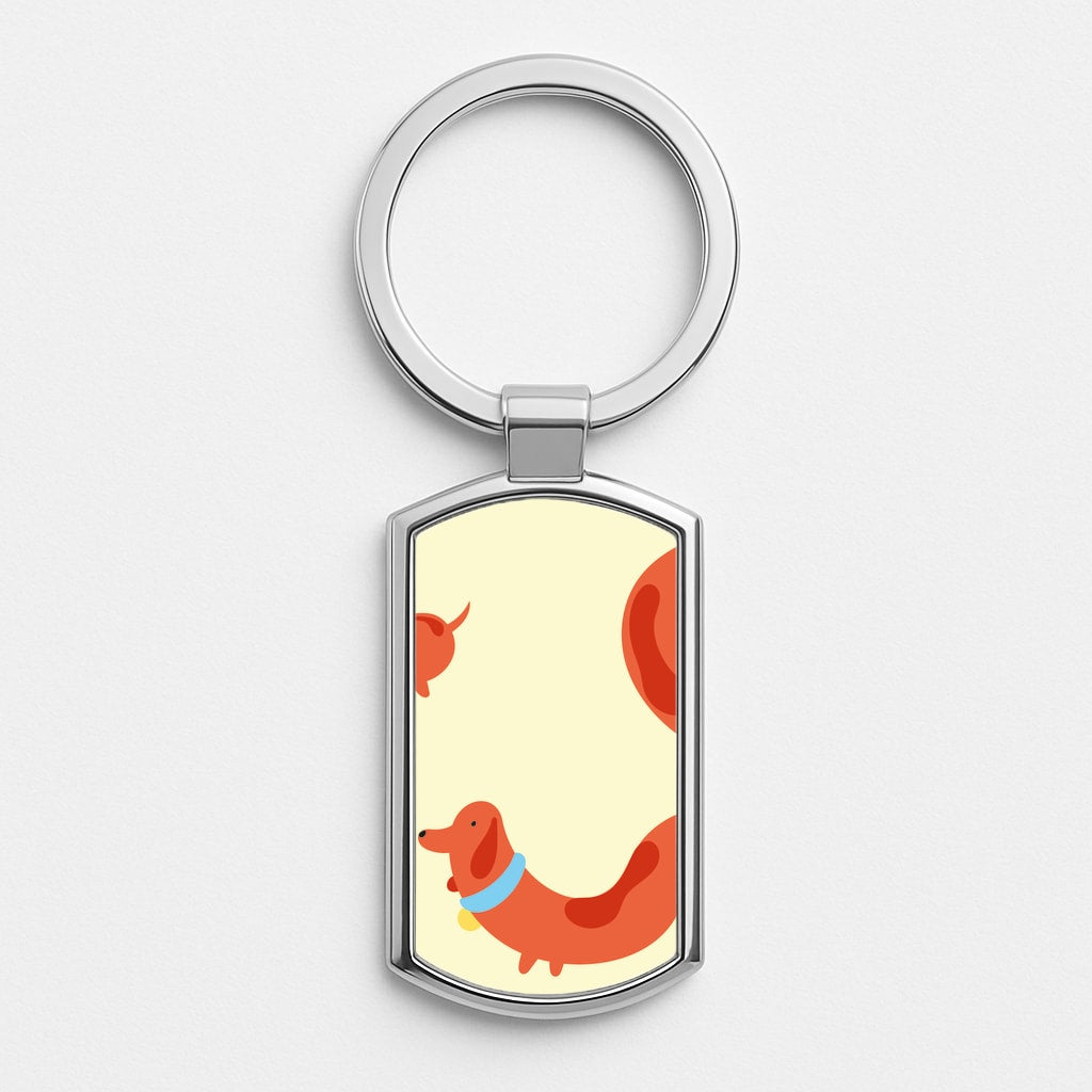 Sausage dog wrapped round - Dachshunds Silver Keyring
