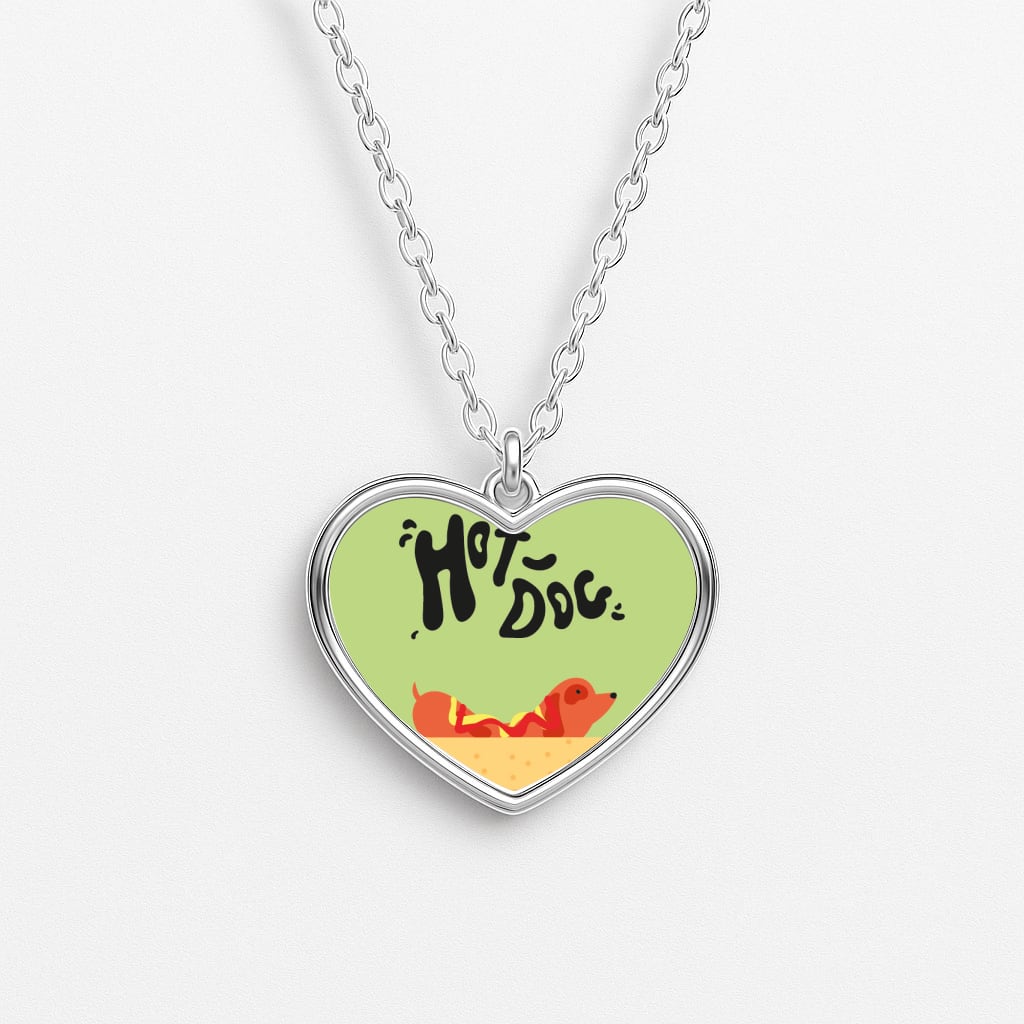 Hot Dog - Dachshunds Heart Necklace