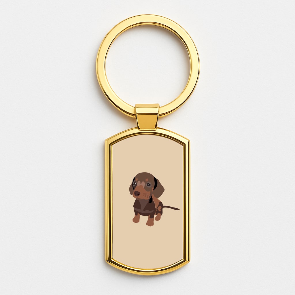 Brown - Dachshunds Gold Keyring