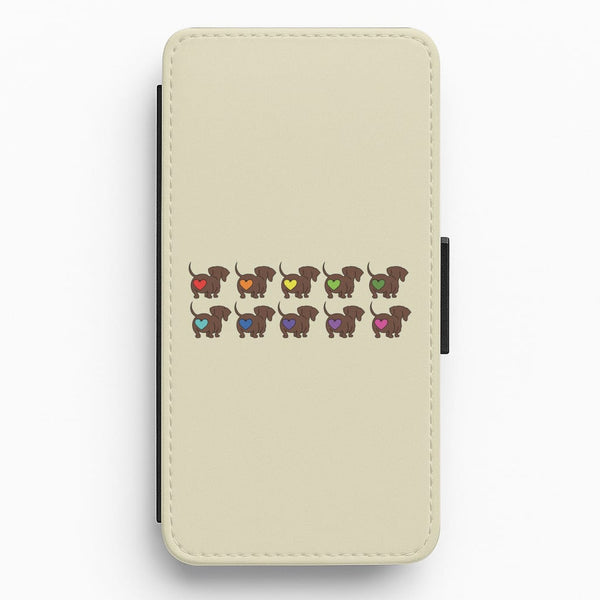 Love hearts - Dachshunds Flip / Wallet Phone Case