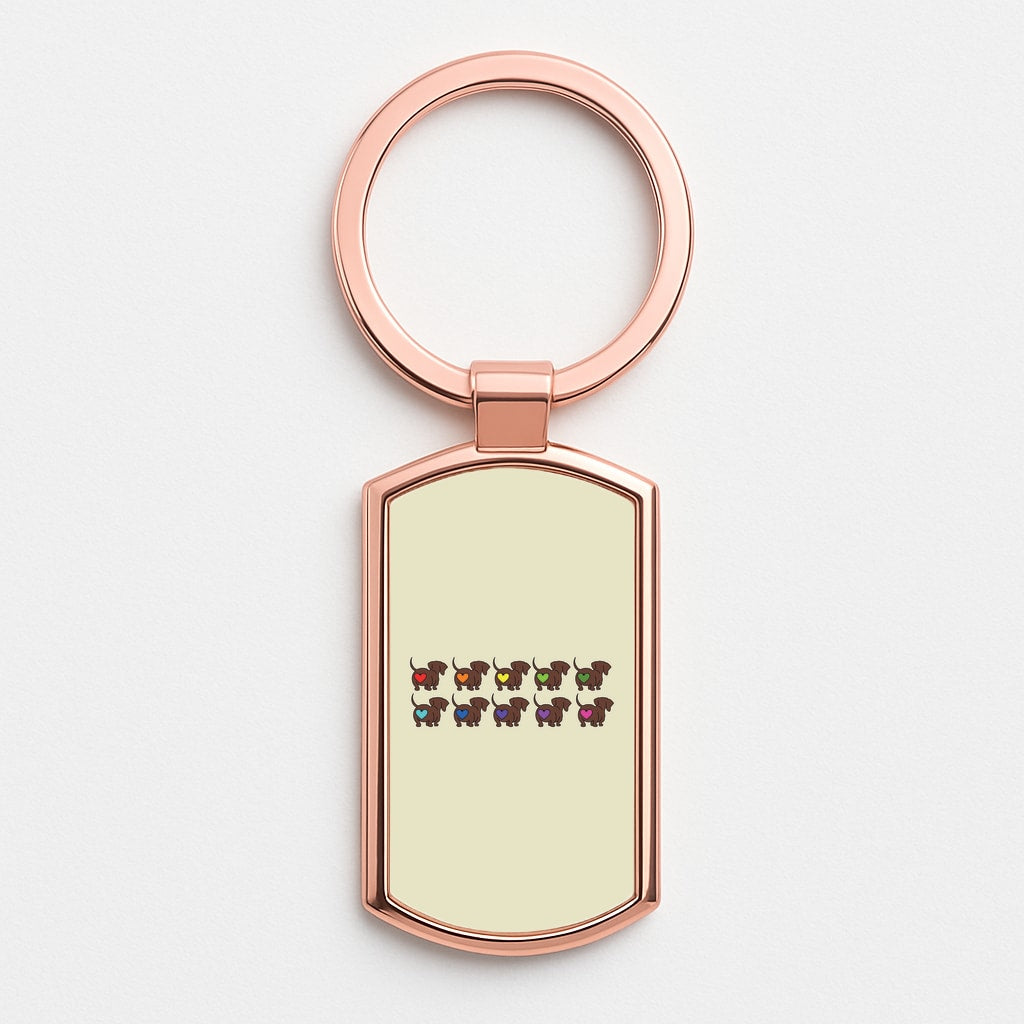 Love hearts - Dachshunds Rose Gold Keyring