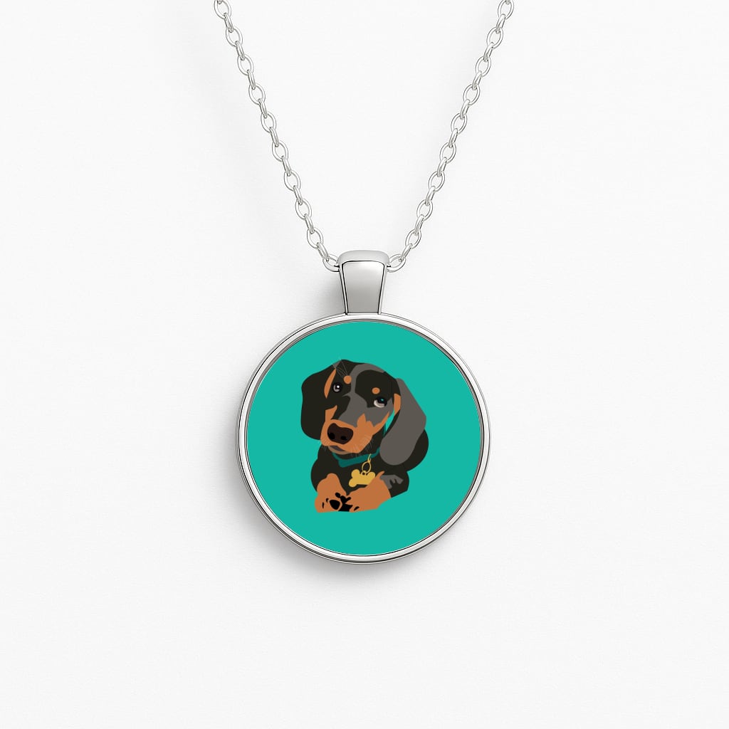 Black & brown - Dachshunds Circle Necklace