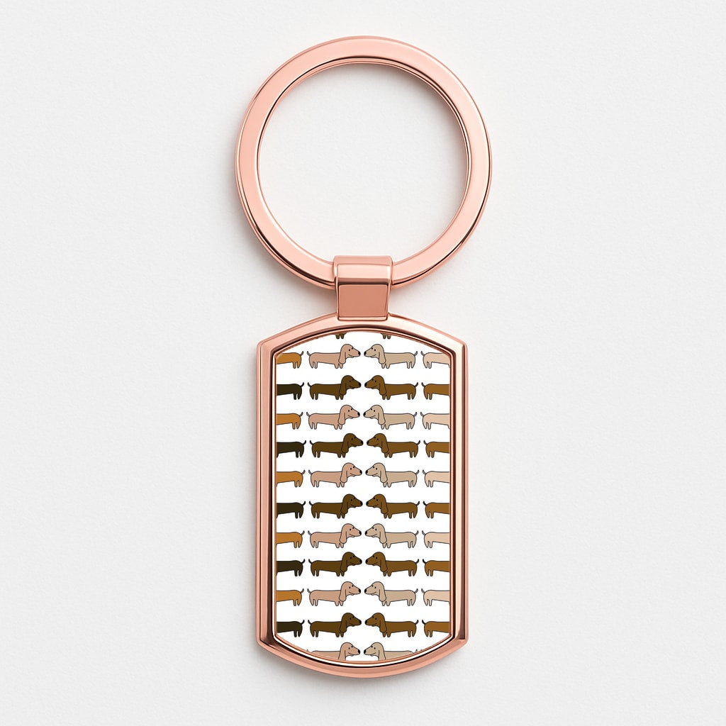Collage - Dachshunds Rose Gold Keyring
