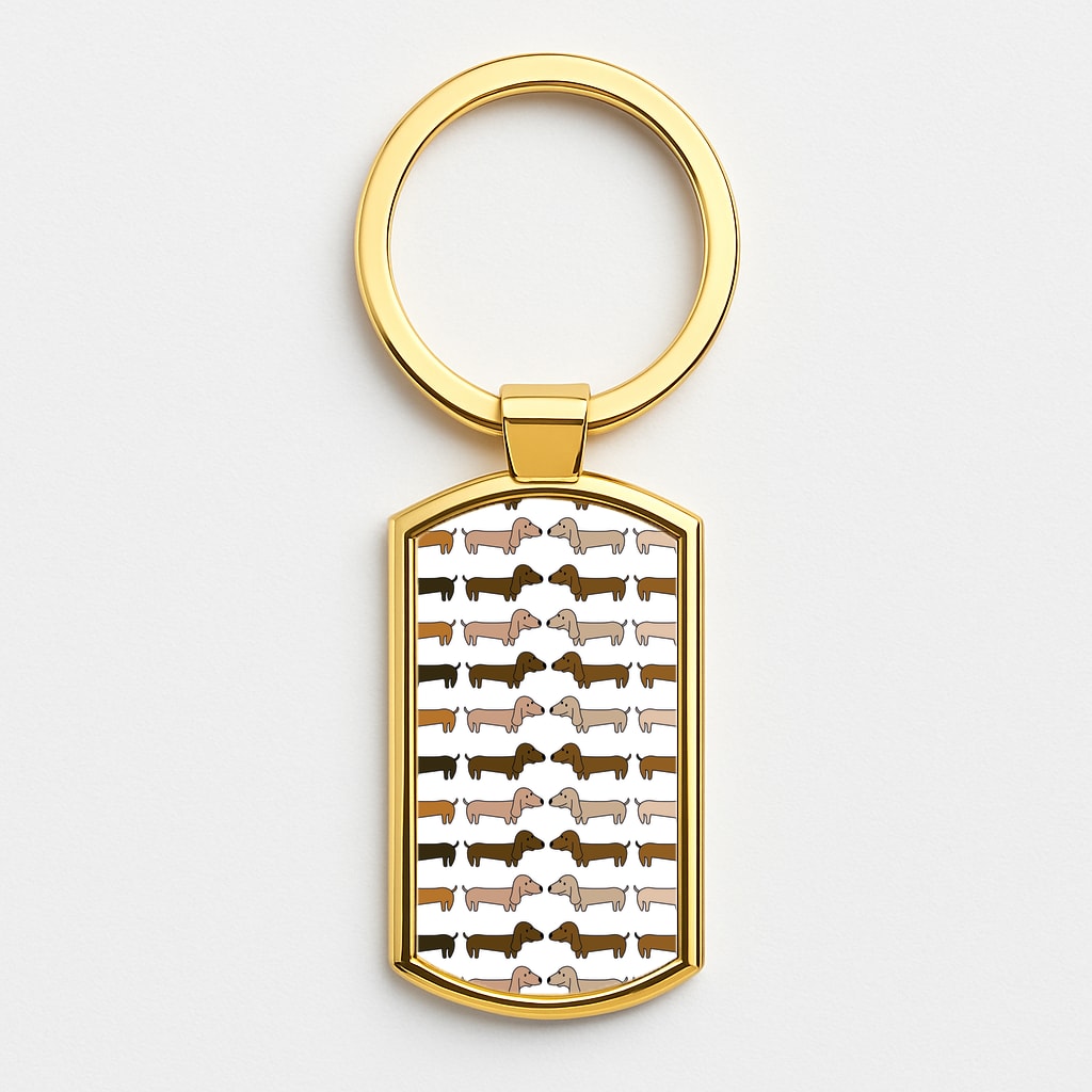 Collage - Dachshunds Gold Keyring