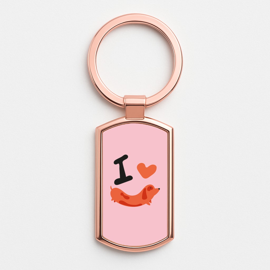 I love Dachshunds Rose Gold Keyring