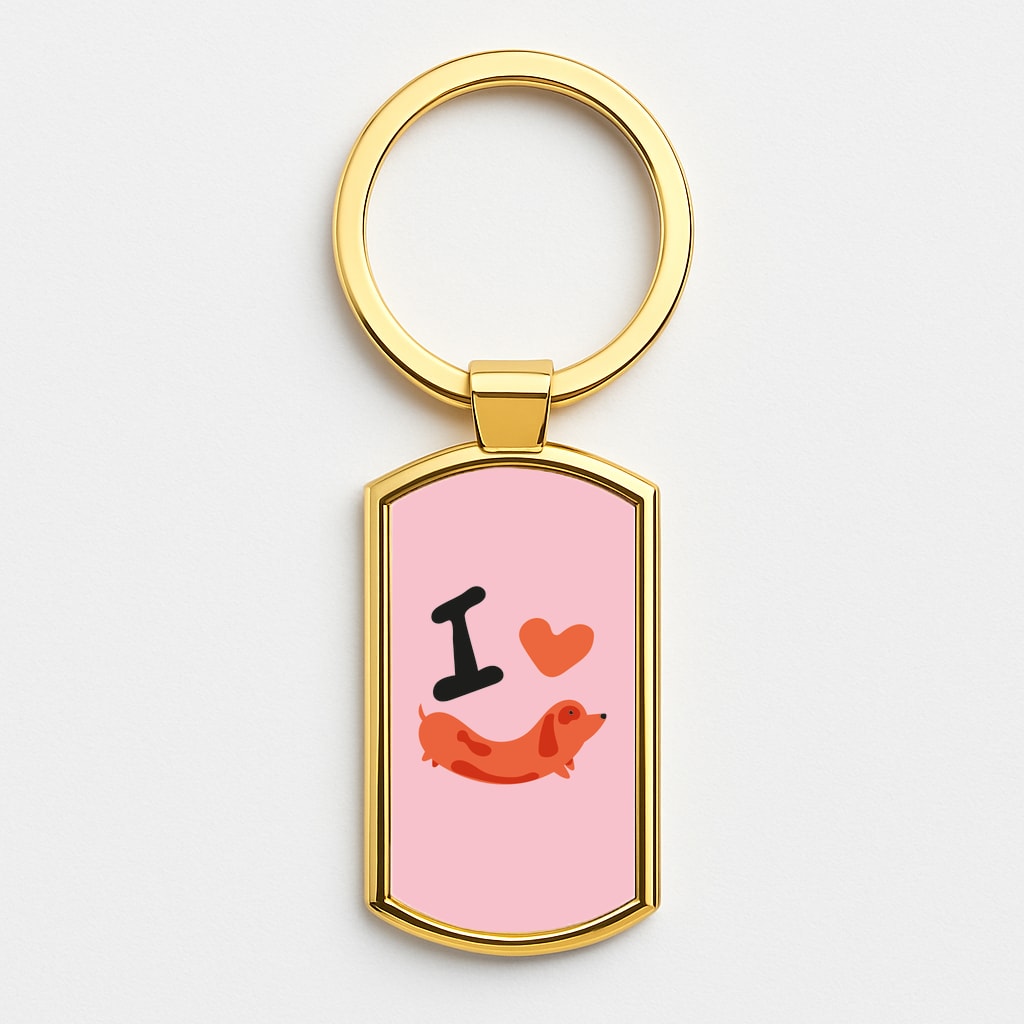 I love Dachshunds Gold Keyring