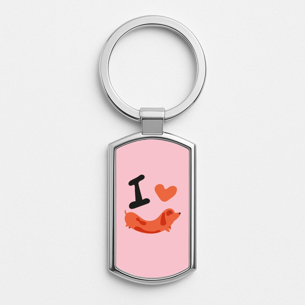 I love Dachshunds Silver Keyring