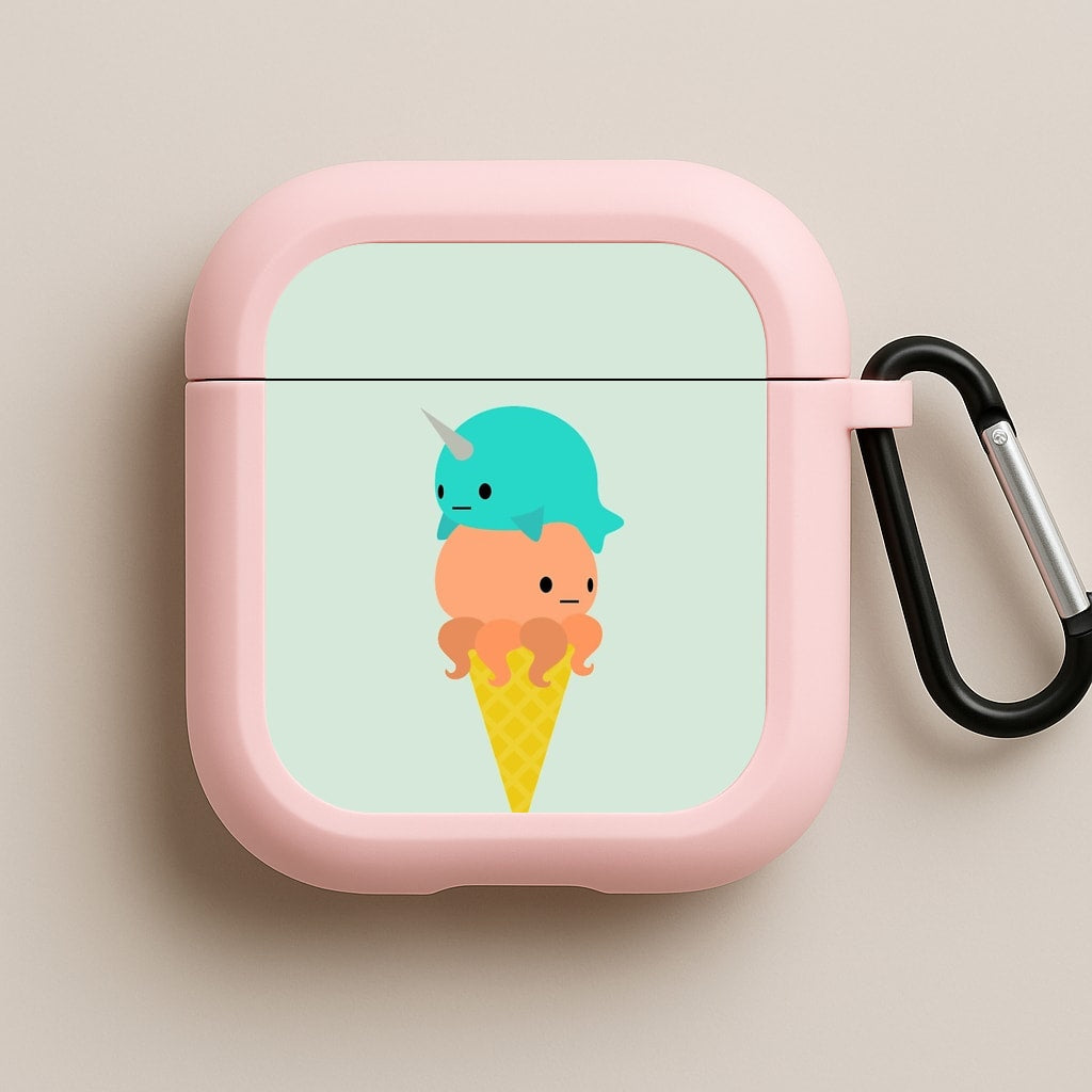 Narwhal Octopus Ice Cream Pink AirPods Case