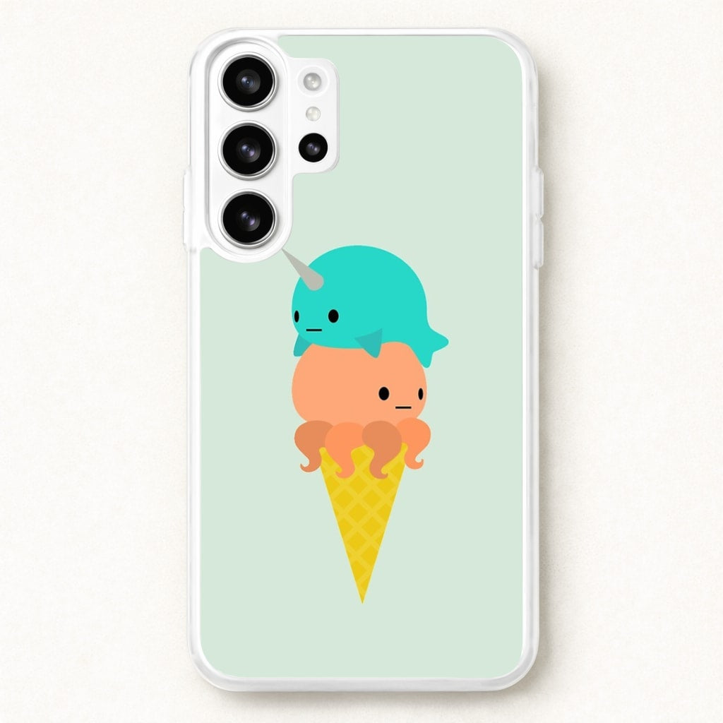 Narwhal Octopus Ice Cream Phone Case for Galaxy S26 Ultra