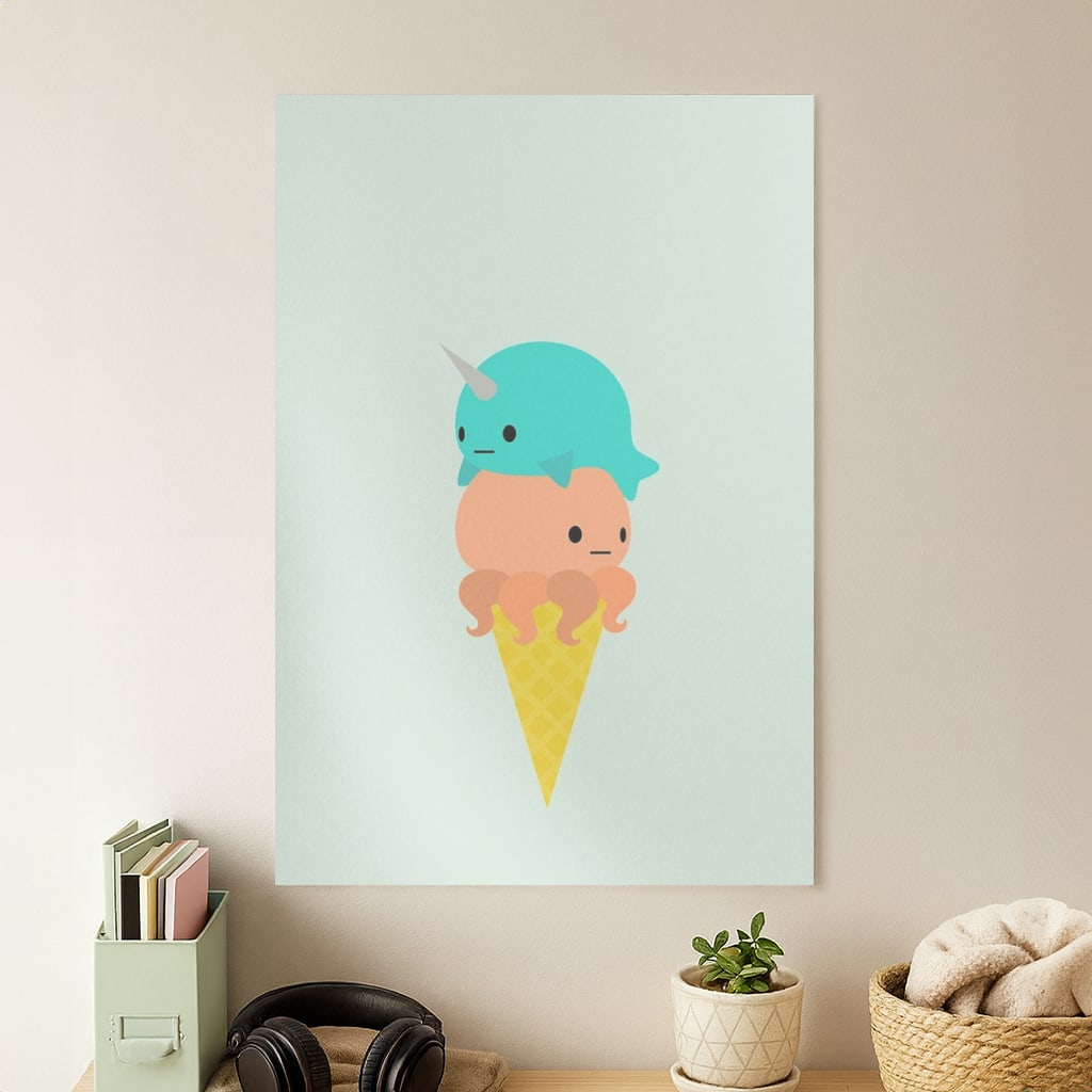 Narwhal Octopus Ice Cream Poster