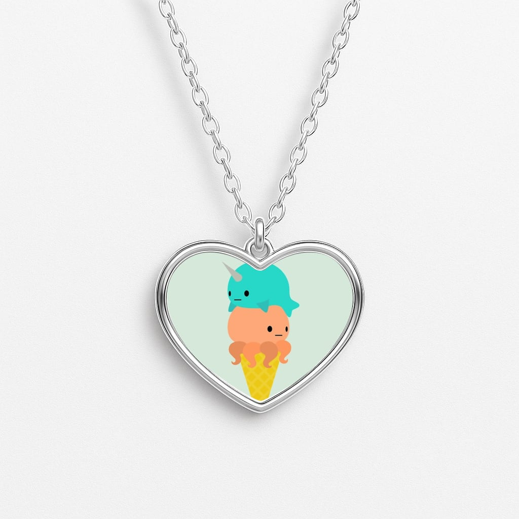 Narwhal Octopus Ice Cream Heart Necklace