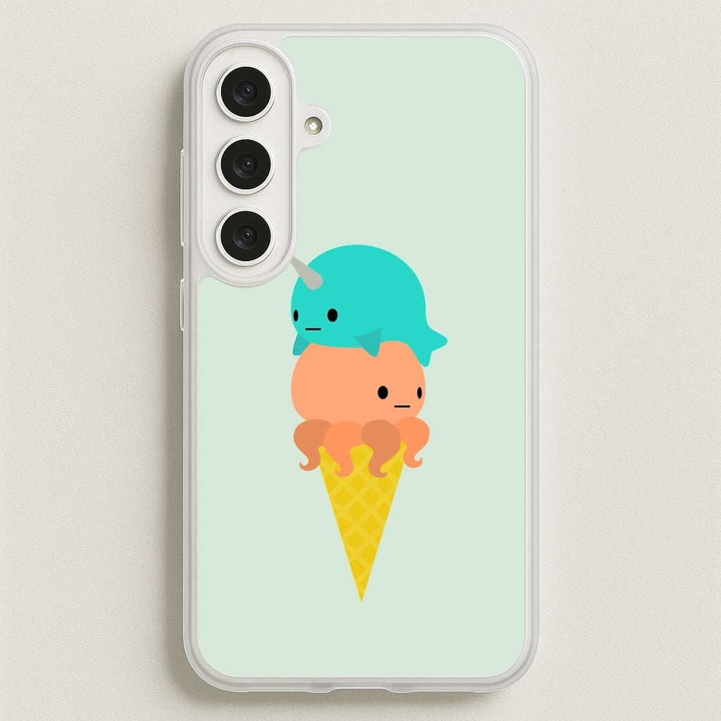 Narwhal Octopus Ice Cream Phone Case for Galaxy S25FE