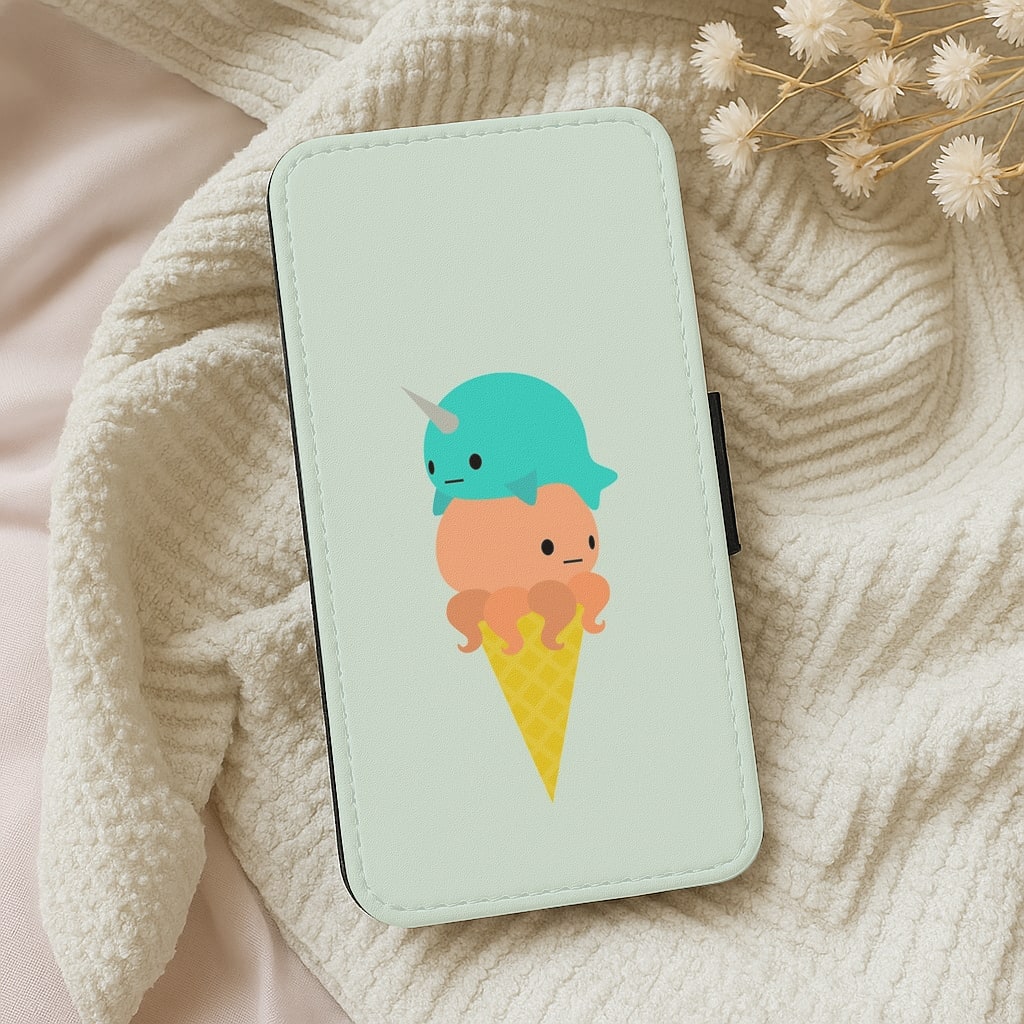 Narwhal Octopus Ice Cream Wallet Phone Case