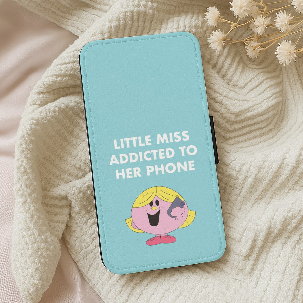 Little Miss Addicted To Her Phone - Aesthetic Quote Wallet Phone Case