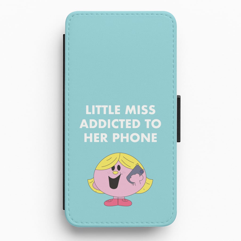 Little Miss Addicted To Her Phone - Aesthetic Quote Flip / Wallet Phone Case