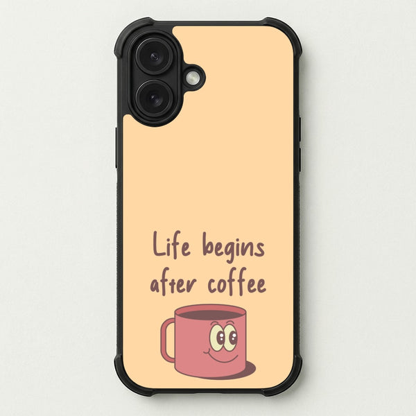 Life Begins After Coffee - Aesthetic Quote Phone Case — Bumper case