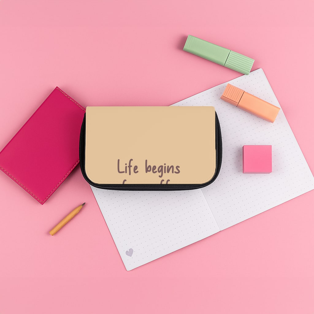 Life Begins After Coffee - Aesthetic Quote Pencil Case