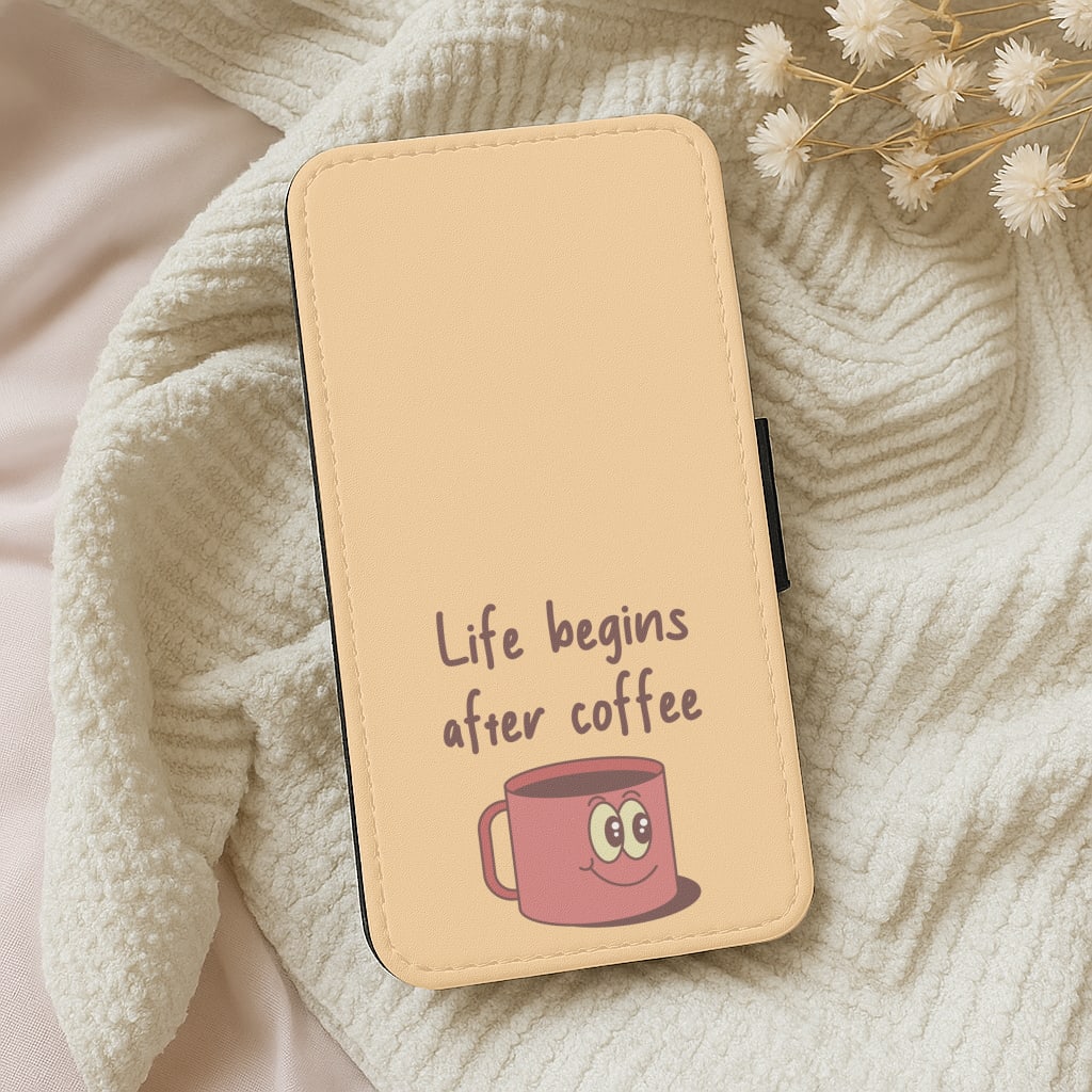 Life Begins After Coffee - Aesthetic Quote Wallet Phone Case