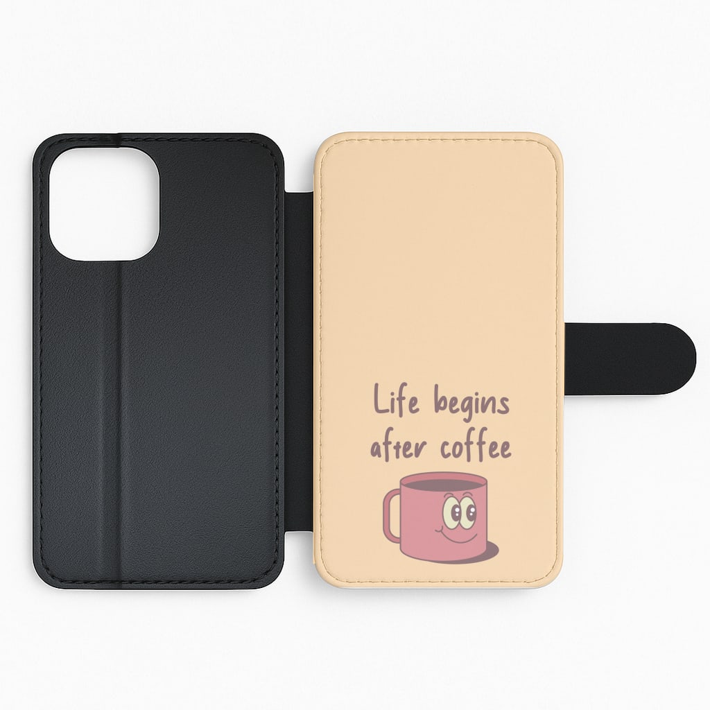 Life Begins After Coffee - Aesthetic Quote Flip Phone Case