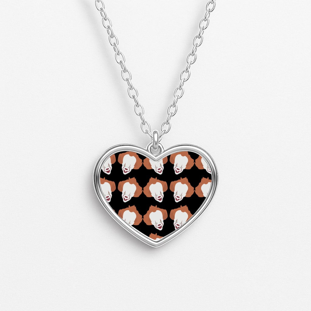 Clown Pattern Heart Necklace