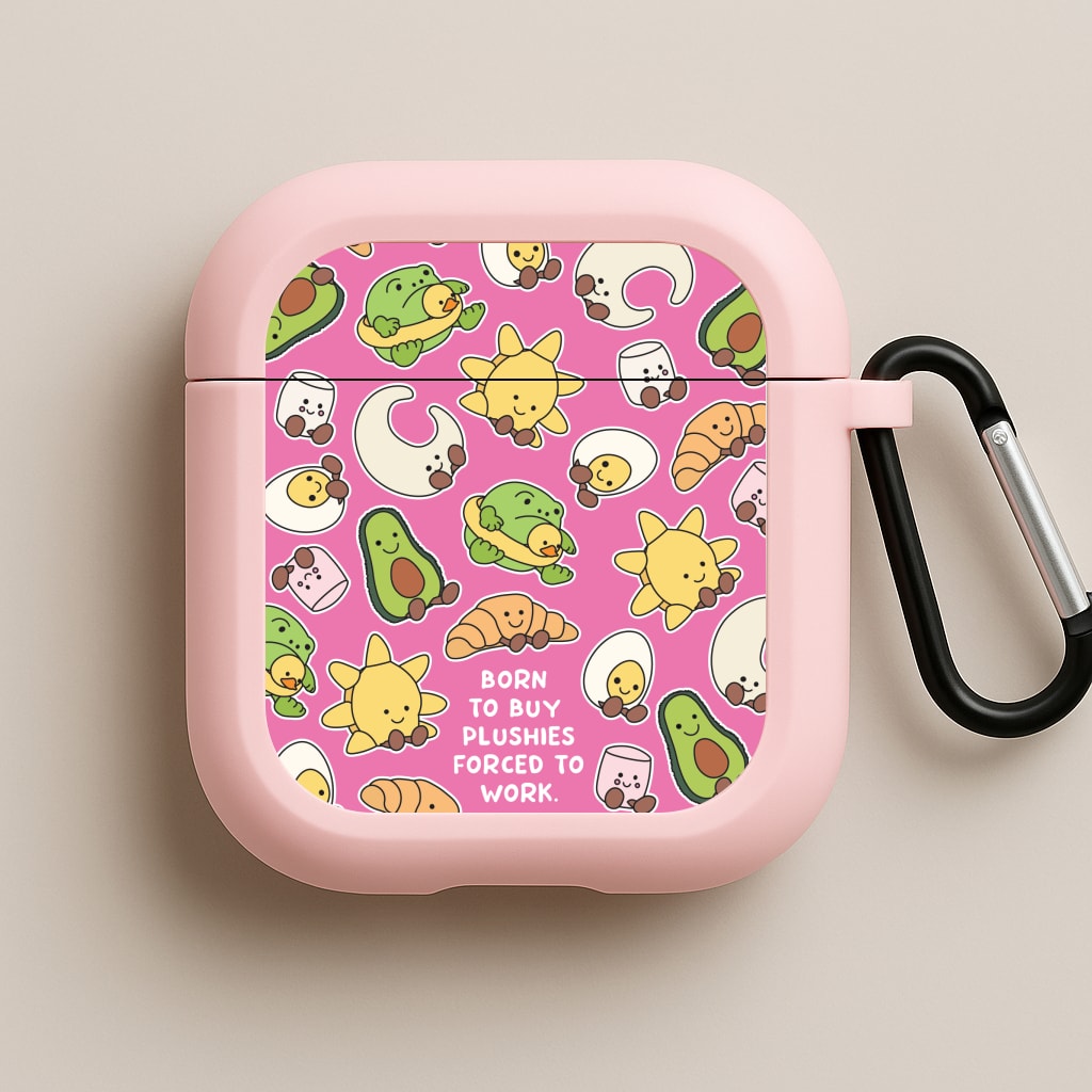 Born To Buy Plushy Pink AirPods Case
