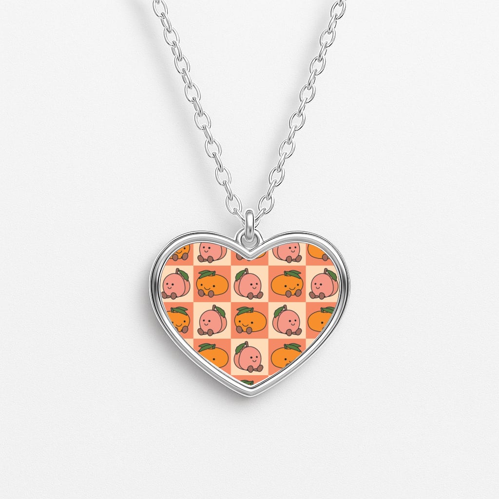 Oranges And Peaches - Plushy Heart Necklace