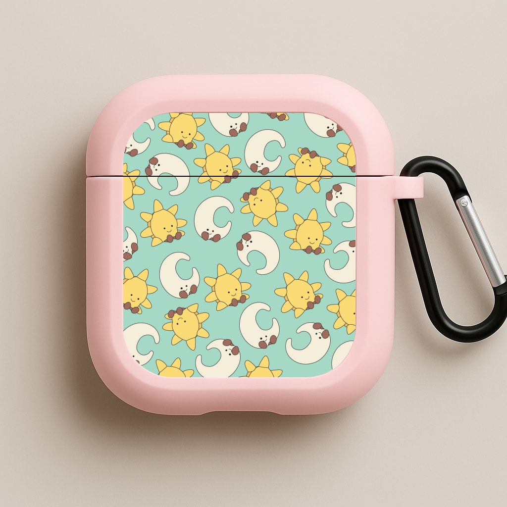 Stars And Moon Pattern - Plushy Pink AirPods Case
