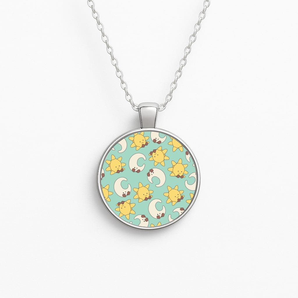 Stars And Moon Pattern - Plushy Circle Necklace