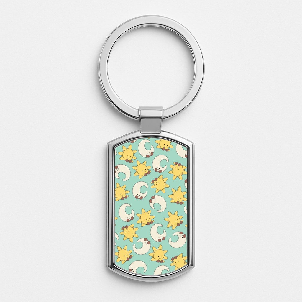 Stars And Moon Pattern - Plushy Silver Keyring