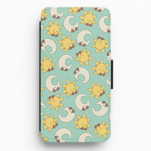 Stars And Moon Pattern - Plushy Flip / Wallet Phone Case