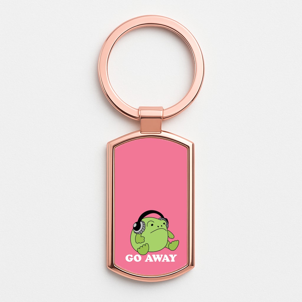 Go Away Grumpy Frog Rose Gold Keyring