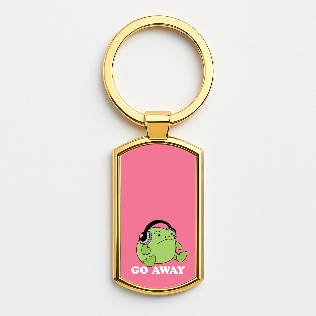 Go Away Grumpy Frog Gold Keyring