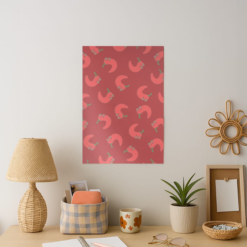 Red Chilli Pattern Art Print