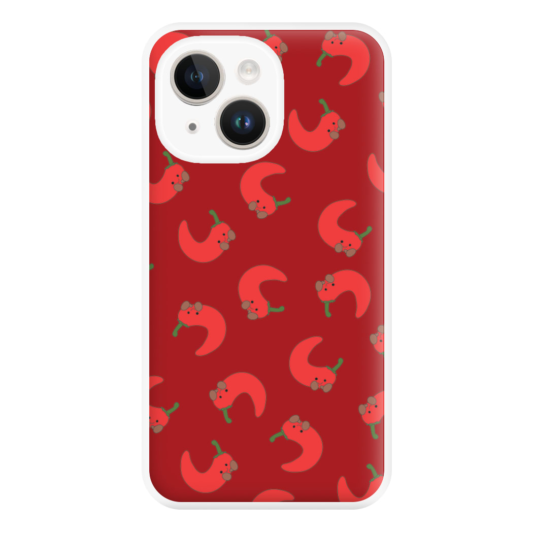 Red Chilli Pattern Phone Case for iPhone 14 Plus