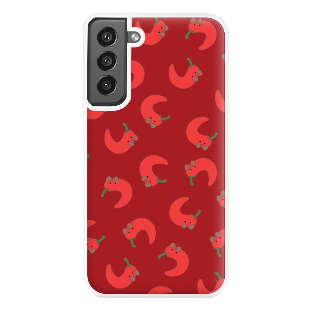 Red Chilli Pattern Phone Case for Galaxy S21FE