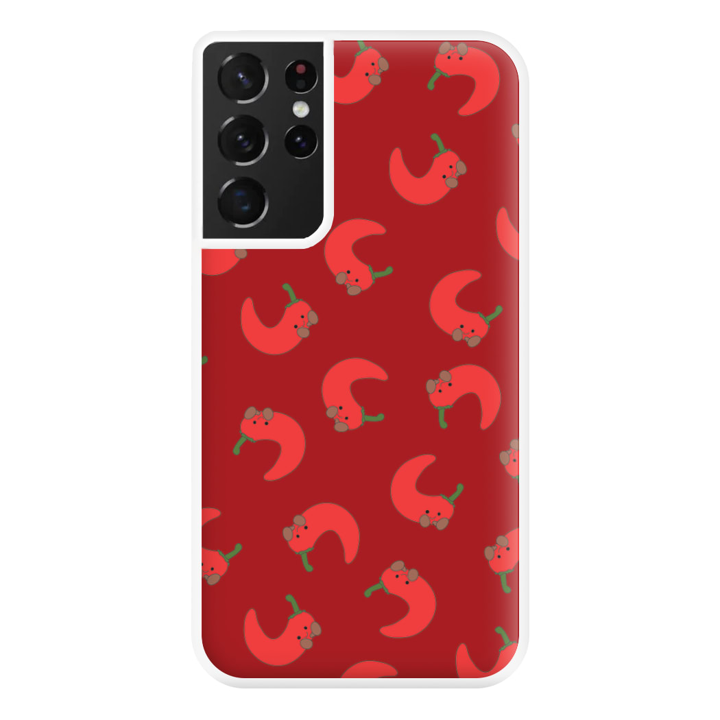 Red Chilli Pattern Phone Case for Galaxy S21 Ultra