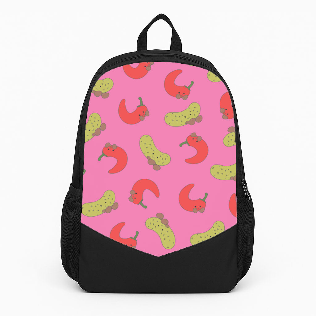 Red Chillis And Pickles Pattern Large Backpack