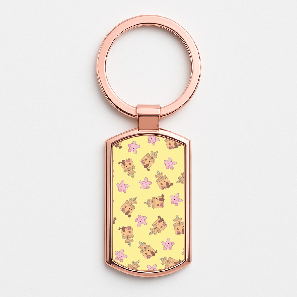 Sandcastles And Stars Pattern Rose Gold Keyring