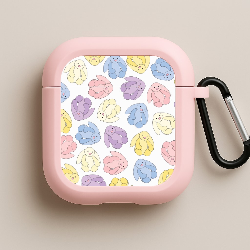 Pastel Bunnies Pattern Pink AirPods Case